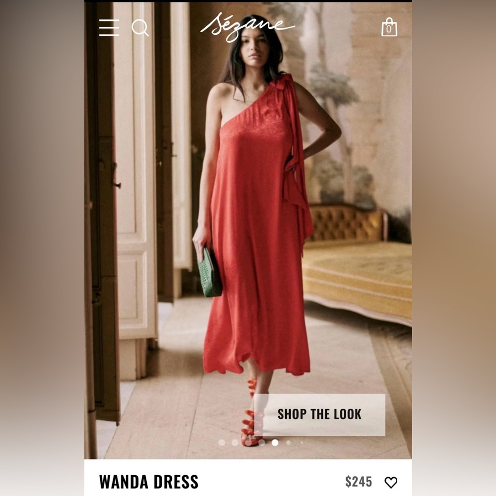 Sézane One-Shoulder Wanda Dress in Red